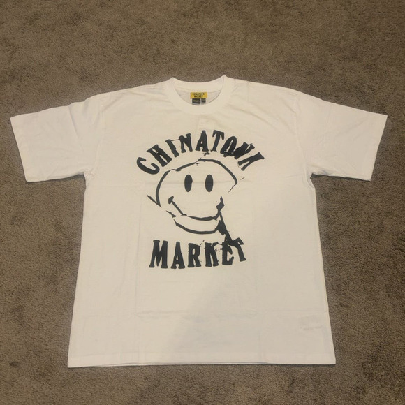 Chinatown MARKET Crumpled‎ Smiley Face T Shirt XL White Rare - Picture 1 of 7